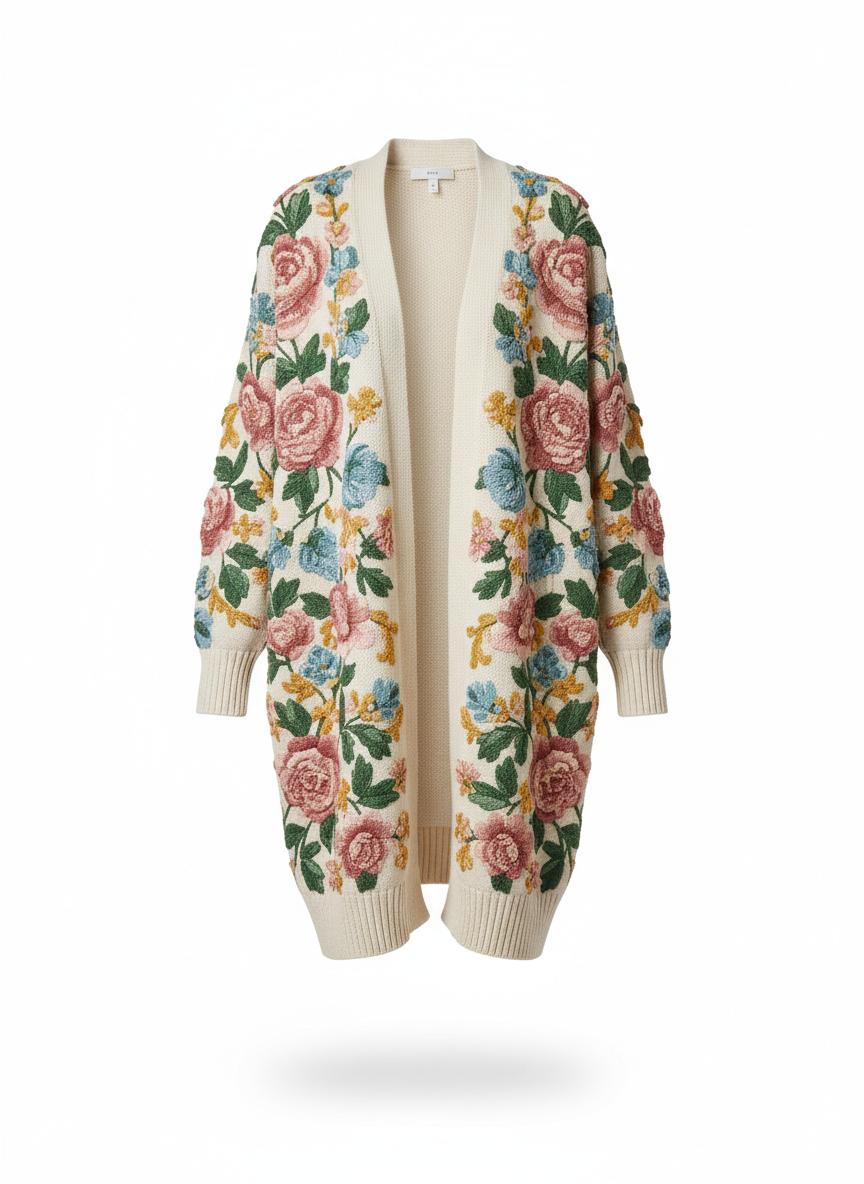 Women's Floral Embroidered Cardigan