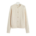 Women's Round-Neck Cable Knit Cardigan