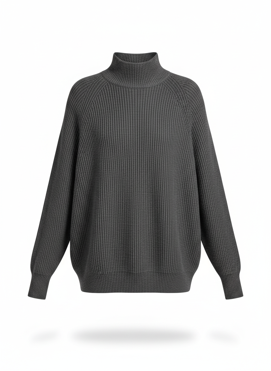 Mock Neck Ribbed Sweater