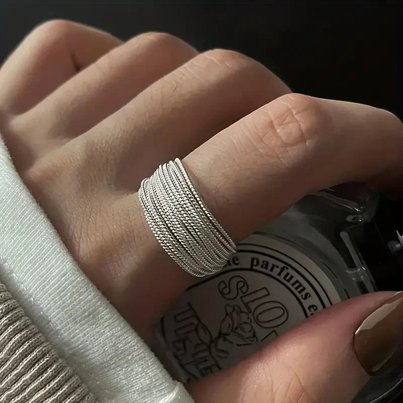 Multi-Strand Layered Wrap Ring Adjustable Silver-Tone | Josephine
