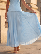 Pleated Maxi Skirt Set with Sleeveless Structured Top | Yara