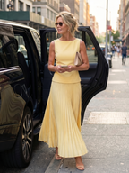 Pleated Maxi Skirt Set with Sleeveless Structured Top | Yara