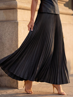 Pleated Maxi Skirt Set with Sleeveless Structured Top | Yara