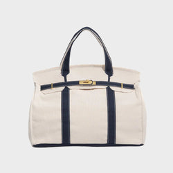 Vintage-Inspired Canvas Tote Bag with Buckle Closure | Nell