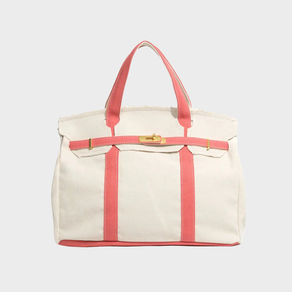 Vintage-Inspired Canvas Tote Bag with Buckle Closure | Nell
