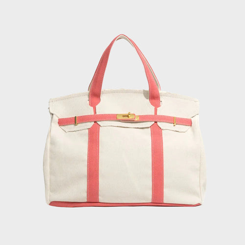 Vintage-Inspired Canvas Tote Bag with Buckle Closure | Nell