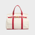 Vintage-Inspired Canvas Tote Bag with Buckle Closure | Nell