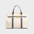 Vintage-Inspired Canvas Tote Bag with Buckle Closure | Nell
