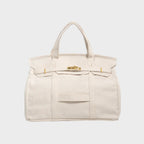 Vintage-Inspired Canvas Tote Bag with Buckle Closure | Nell