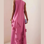 Women's 3D Floral Maxi Dress High-Neck Evening Gown | Eloise