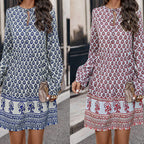 Women's Boho Paisley Print Mini Dress with Tie-Neck | Jade