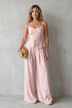 Women's Button-Front Camisole & Wide-Leg Trouser Co-ord Set | Florence