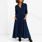 Women's Button-Front Printed Maxi Shirt Dress with Pockets | Willa