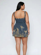 Women's Celestial Beaded Sequin Mini Dress with Side Slit | Hannah