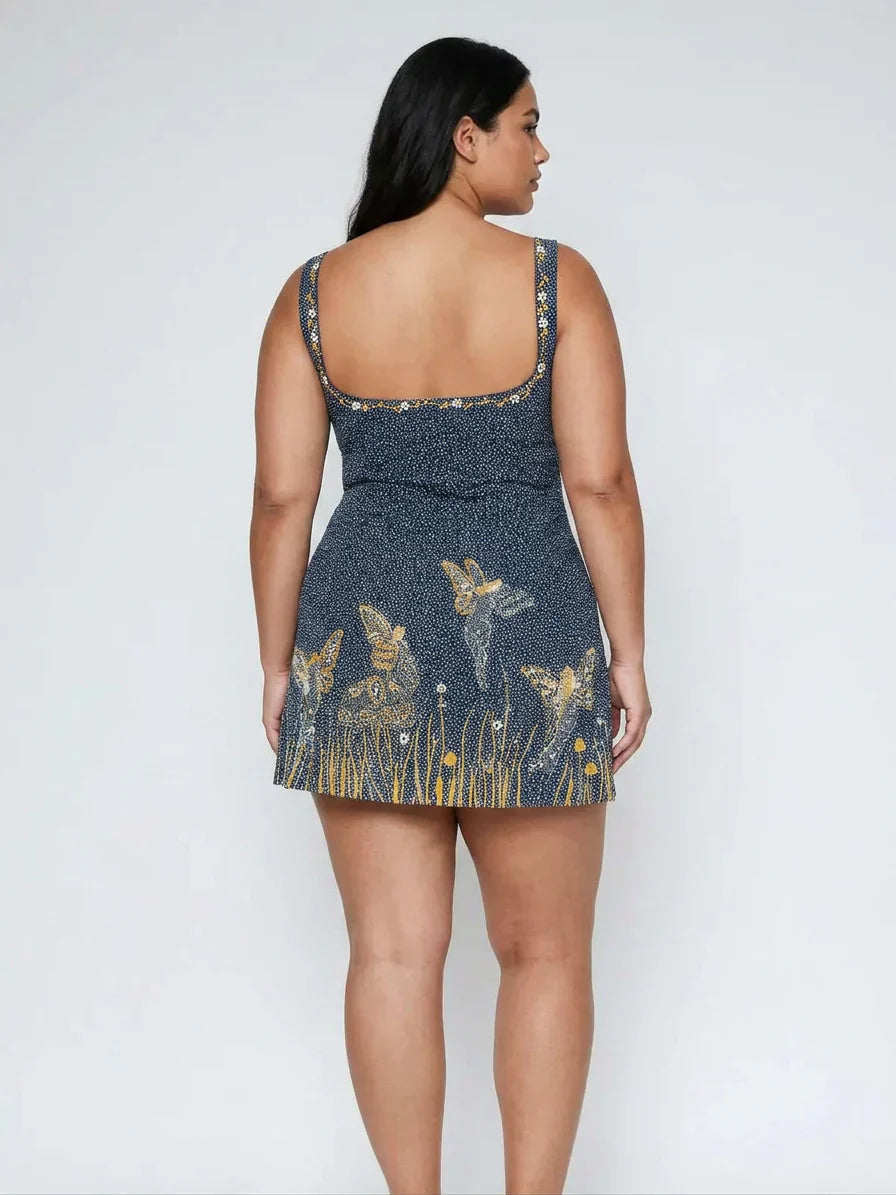 Women's Celestial Beaded Sequin Mini Dress with Side Slit | Hannah
