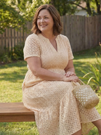 Women's Cotton Eyelet Tiered Midi Dress | Leah