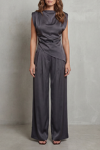 Women's Draped Satin Top & Wide Leg Trouser Co-ord Set | Scarlett