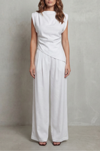 Women's Draped Satin Top & Wide Leg Trouser Co-ord Set | Scarlett