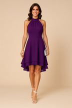 Women's Elegant Halter Neck High-Low Dress | Xenia
