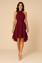 Women's Elegant Halter Neck High-Low Dress | Xenia