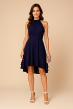 Women's Elegant Halter Neck High-Low Dress | Xenia