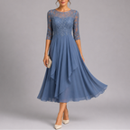 Women's Embroidered Lace Midi Dress for Wedding Guest | Ava