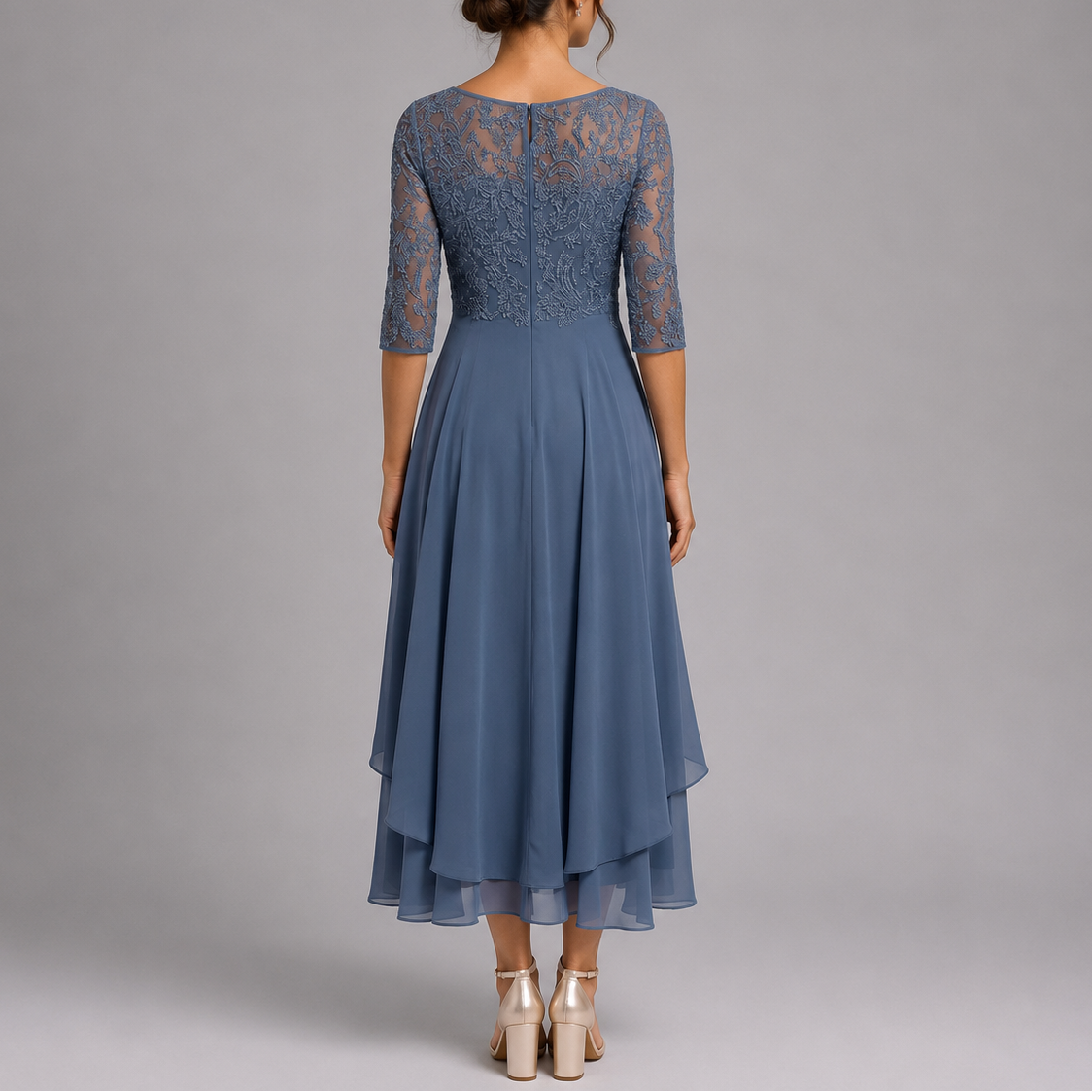 Women's Embroidered Lace Midi Dress for Wedding Guest | Ava