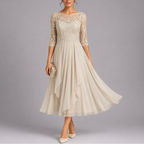 Women's Embroidered Lace Midi Dress for Wedding Guest | Ava