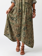 Women's Embroidered Oversized Midi Dress with Pockets | Harper
