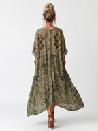 Women's Embroidered Oversized Midi Dress with Pockets | Harper