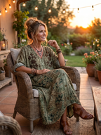 Women's Embroidered Oversized Midi Dress with Pockets | Harper