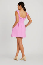 Women's Floral Applique Square Neck A-Line Mini Dress | Nicole
