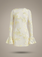 Women's Floral Embroidered Mesh Mini Dress with Flare Sleeves | Josephine