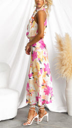 Women's Floral Halter Neck Maxi Dress for Wedding Guests | Fern
