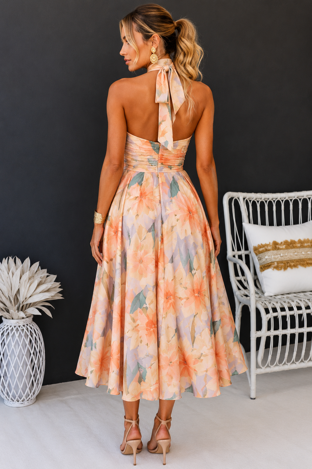 Women's Floral Halter Neck Maxi Evening Dress | Skylar