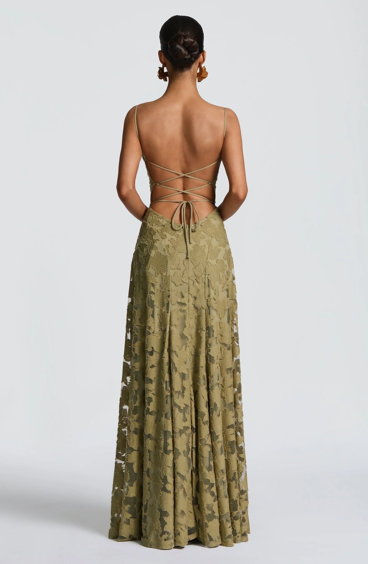 Women's Floral Lace A-Line Maxi Dress with Cowl Neck | Poppy