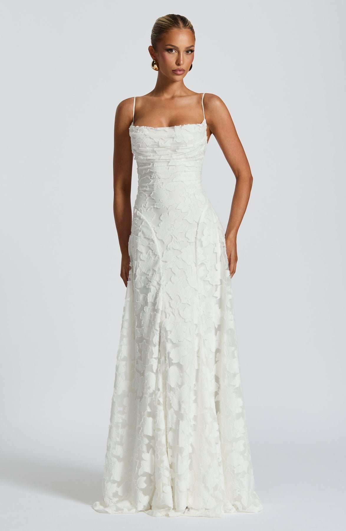 Women's Floral Lace A-Line Maxi Dress with Cowl Neck | Poppy