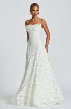 Women's Floral Lace A-Line Maxi Dress with Cowl Neck | Poppy