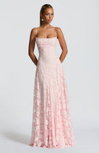 Women's Floral Lace A-Line Maxi Dress with Cowl Neck | Poppy