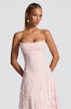 Women's Floral Lace A-Line Maxi Dress with Cowl Neck | Poppy