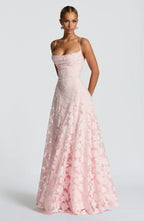 Women's Floral Lace A-Line Maxi Dress with Cowl Neck | Poppy