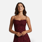 Women's Floral Lace A-Line Maxi Dress with Cowl Neck | Poppy