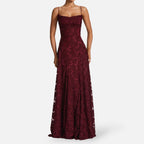 Women's Floral Lace A-Line Maxi Dress with Cowl Neck | Poppy