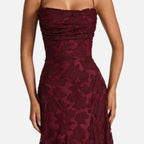 Women's Floral Lace A-Line Maxi Dress with Cowl Neck | Poppy