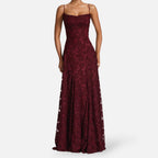 Women's Floral Lace A-Line Maxi Dress with Cowl Neck | Poppy