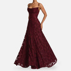 Women's Floral Lace A-Line Maxi Dress with Cowl Neck | Poppy