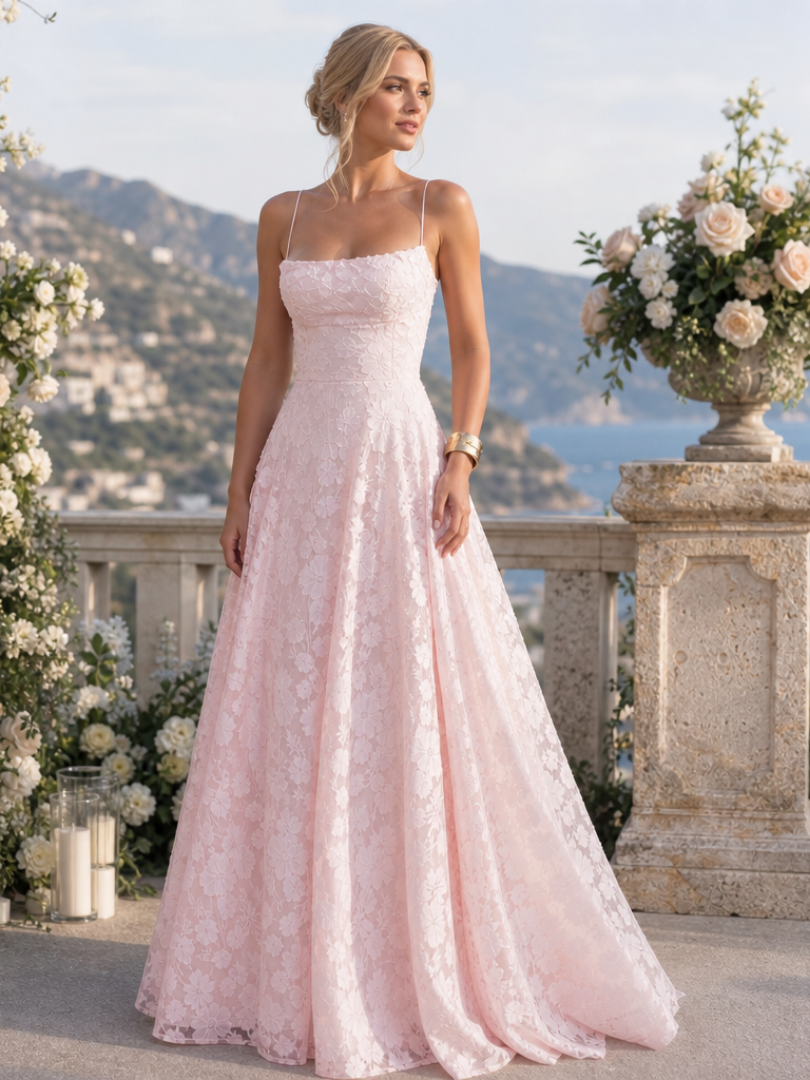 Women's Floral Lace Spaghetti Strap Maxi Dress | Sophie