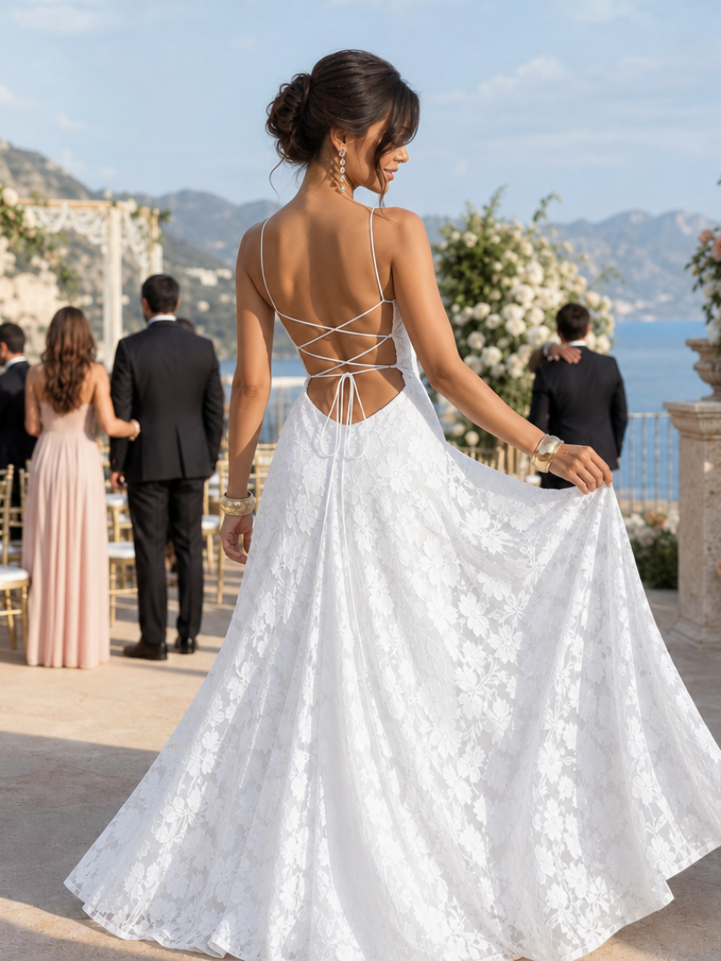 Women's Floral Lace Spaghetti Strap Maxi Dress | Sophie