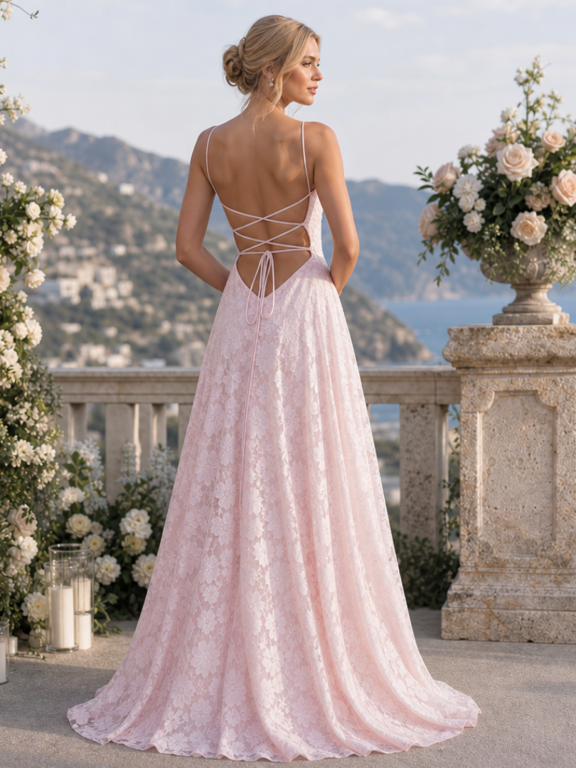 Women's Floral Lace Spaghetti Strap Maxi Dress | Sophie