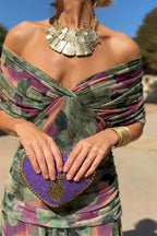 Women's Floral Maxi Dress Off-Shoulder A-Line Evening Style | Nadia